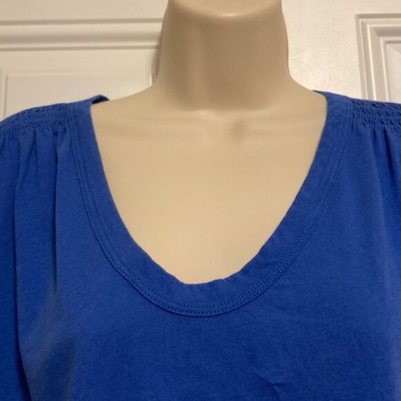 Ann Taylor LOFT Royal Blue Relaxed Muscle Tee Cinched Shoulder Cotton Size Small - Picture 5 of 10